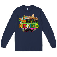 Navy Viva Mexico Long Sleeve Tee - FaDigitalArtStudio