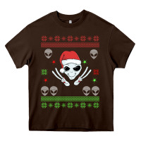 Chocolate Brown alien ugly christmas Heavy Core Tee - Bettercallsaul