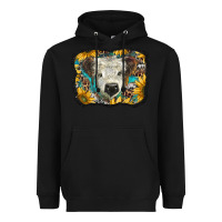 Black white scottish calf with sunflowers western  background Heavyweight Hoodie - BarkalooDesign