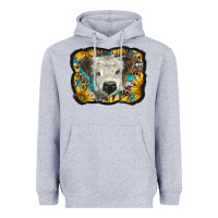 Heather Grey white scottish calf with sunflowers western  background Heavyweight Hoodie - BarkalooDesign