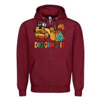 Burgundy i'm 4 and digging it Zipper Hoodie - Artiststas