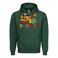 Sports Green i'm 4 and digging it Zipper Hoodie - Artiststas