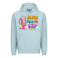 Blue Mist Jesus Fills My Cup Easter Premium Hoodie - CowhideDigitalArt