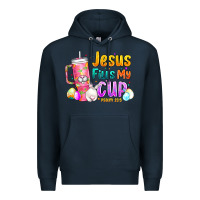 Navy Jesus Fills My Cup Easter Premium Hoodie - CowhideDigitalArt