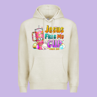 Jesus Fills My Cup Easter Premium Hoodie Designed By Cowhidedigitalart