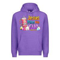 Purple Jesus Fills My Cup Easter Premium Hoodie - CowhideDigitalArt