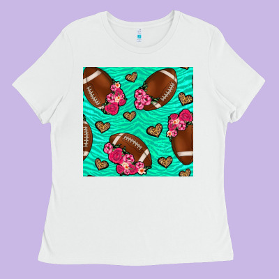 American Football Roses And Hearts Ladies Tee Designed By Nancycooperartshop