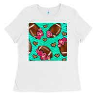 White American Football roses and hearts Ladies Tee - NancyCooperArtShop