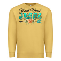 Antique Gold y'all need jesus arrow lily flowers Premium Sweatshirt - BarkalooDesign