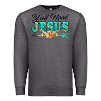 Charcoal Heather y'all need jesus arrow lily flowers Premium Sweatshirt - BarkalooDesign