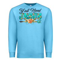 Ocean Blue y'all need jesus arrow lily flowers Premium Sweatshirt - BarkalooDesign