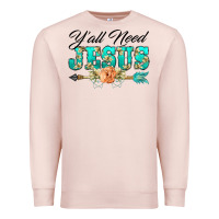 Pale Pink y'all need jesus arrow lily flowers Premium Sweatshirt - BarkalooDesign