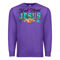 Purple y'all need jesus arrow lily flowers Premium Sweatshirt - BarkalooDesign