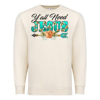 Sandshell y'all need jesus arrow lily flowers Premium Sweatshirt - BarkalooDesign