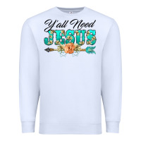 White y'all need jesus arrow lily flowers Premium Sweatshirt - BarkalooDesign