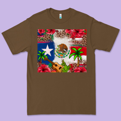 Mexican And Puerto Rico Flag Premium Tee Designed By Texasbilliewilder