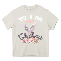 Cream Just a girl who loves chickens Heavy Core Tee - Bettercallsaul