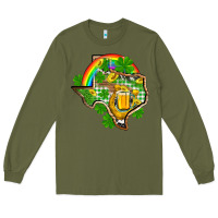 Army Green Texas St. Patrick's Day Long Sleeve Tee - OliviaCreatesArt