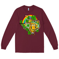 Burgundy Texas St. Patrick's Day Long Sleeve Tee - OliviaCreatesArt