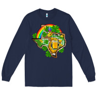 Navy Texas St. Patrick's Day Long Sleeve Tee - OliviaCreatesArt