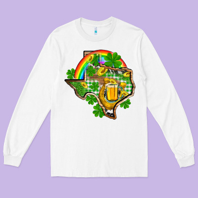 Texas St. Patrick's Day Long Sleeve Tee Designed By Oliviacreatesart