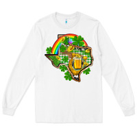 White Texas St. Patrick's Day Long Sleeve Tee - OliviaCreatesArt