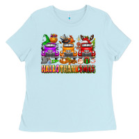 Baby Blue Hallothanksmas trucks Ladies Tee - texasbilliewilder