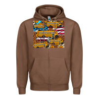 Chestnut school bus American flag sunflower cowhide leopard Zipper Hoodie - Artiststas