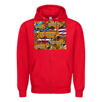 Red school bus American flag sunflower cowhide leopard Zipper Hoodie - Artiststas