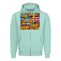 Seafoam school bus American flag sunflower cowhide leopard Zipper Hoodie - Artiststas