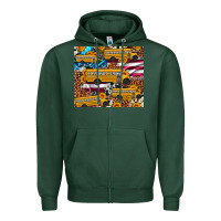 Sports Green school bus American flag sunflower cowhide leopard Zipper Hoodie - Artiststas