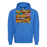 True Royal school bus American flag sunflower cowhide leopard Zipper Hoodie - Artiststas