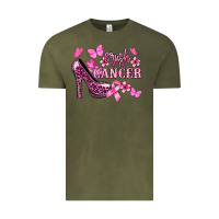 Vintage Olive Crush Cancer with high heels Cancer Awareness Vintage Tee - HowdyJamesFarm
