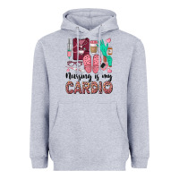 Heather Grey nursing is my cardio Heavyweight Hoodie - BarkalooDesign