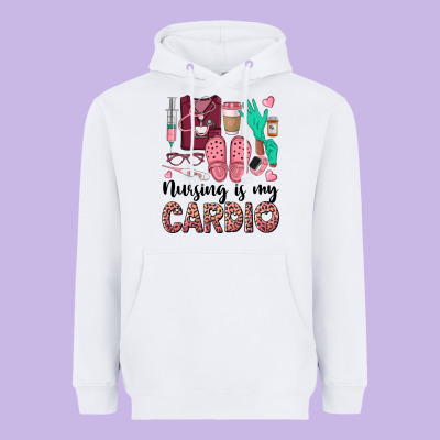 Nursing Is My Cardio Heavyweight Hoodie Designed By Barkaloodesign