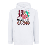White nursing is my cardio Heavyweight Hoodie - BarkalooDesign