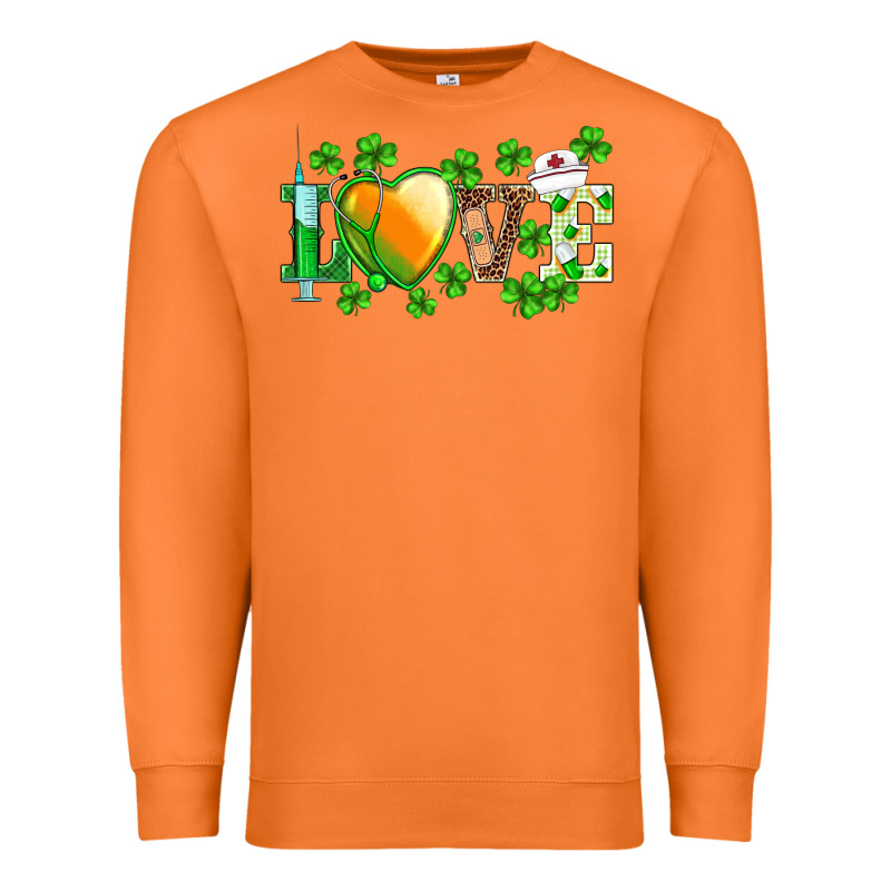 St.patrick's Nurse Love Heart Stethoscope Premium Sweatshirt by BarkalooDesign | Teevron