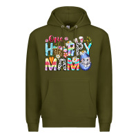 Army Green One Happy Mama Easter Bunny Premium Hoodie - CowhideDigitalArt