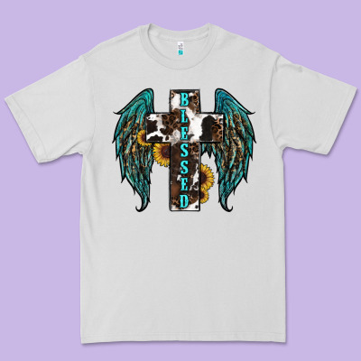 Western Wings Cross Blessed Premium Tee Designed By Ranaportraitstore