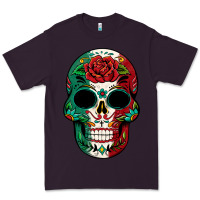 Plum Mexican Skull Premium Tee - texasbilliewilder