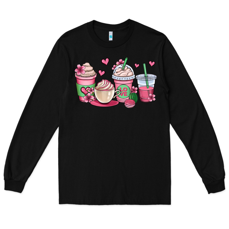 Valentines Day Coffee Cups Long Sleeve Tee by OliviaCreatesArt | Teevron