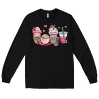 Black valentines day coffee cups Long Sleeve Tee - OliviaCreatesArt