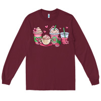 Burgundy valentines day coffee cups Long Sleeve Tee - OliviaCreatesArt