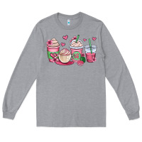 Heather Grey valentines day coffee cups Long Sleeve Tee - OliviaCreatesArt