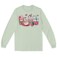 Matcha valentines day coffee cups Long Sleeve Tee - OliviaCreatesArt