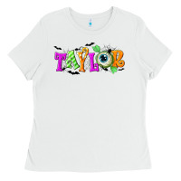 White Personalized Halloween Ladies Tee - NancyCooperArtShop