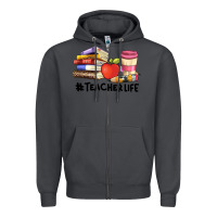 Smoke teacher life with books  pen and coffee Zipper Hoodie - Artiststas