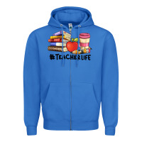 True Royal teacher life with books  pen and coffee Zipper Hoodie - Artiststas