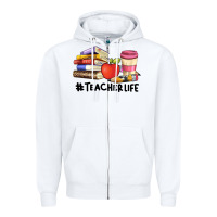 Teacher Life With Books  Pen And Coffee Zipper Hoodie | Teevron