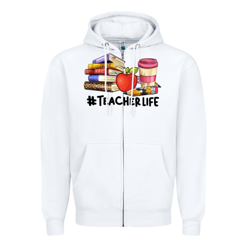 Teacher Life With Books  Pen And Coffee Zipper Hoodie by Artiststas | Teevron